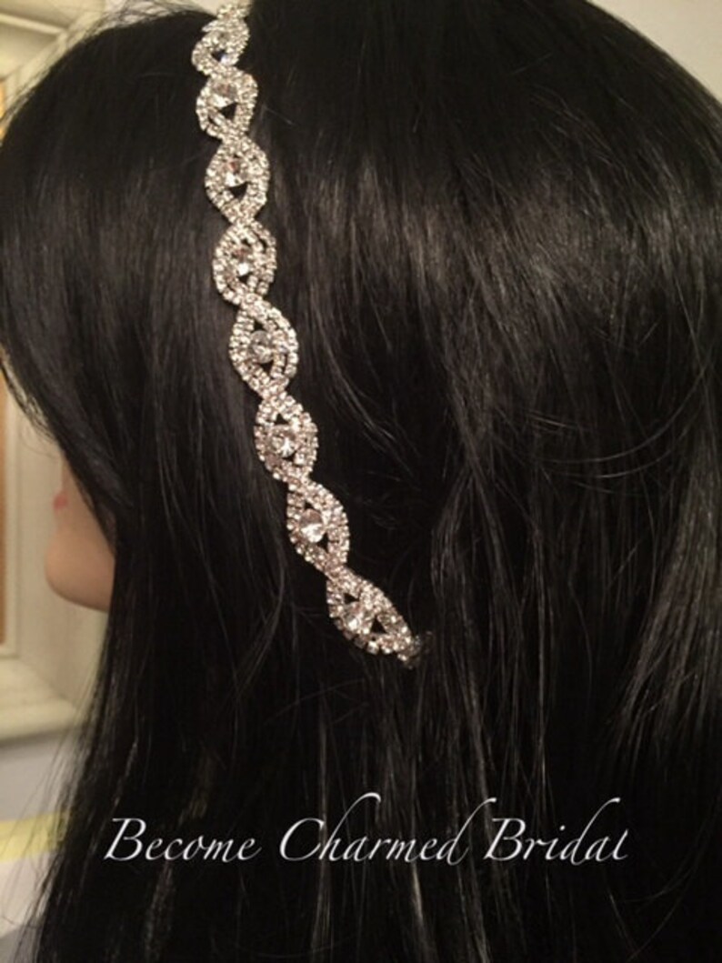 Infinity Silver Rhinestone Wedding Headband Diamond Bridal Etsy