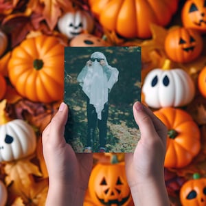 halloween ghost kid postcard – funny spooky fall card – 4x6 semi-gloss photo paper