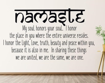 Yoga wall decal - Namaste decal - Namaste wall decal - Namaste wall art - Yoga wall art - Yoga decal - Yoga wall decor - Namaste wall quote