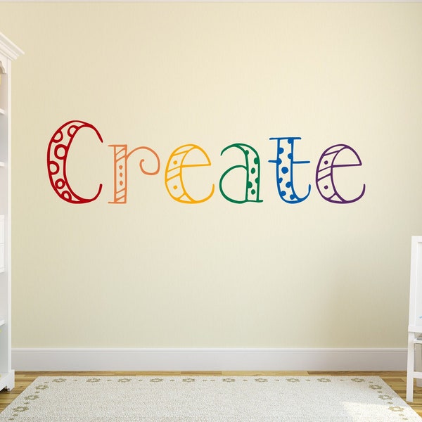 Craft room wall decal- Multi-colored Create wall decal - Art room decal- Create decal- Create sign- Craft room decal- Art classroom decor