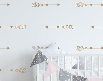 Arrow wallpaper- Arrow vinyl decals- Removable wallpaper- Gold arrow decals- nursery removable wallpaper- Nursery arrow decor- Arrow sticker