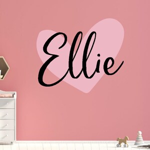 Girls name decal heart Girls name wall decal Heart name wall decal Nursery name decal girl Girls name decal Tween wall decal image 6