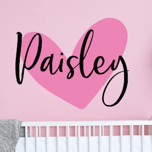 Girls name decal heart Girls name wall decal Heart name wall decal Nursery name decal girl Girls name decal Tween wall decal image 1