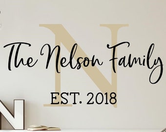 Last name monogram wall decal- Custom last name decal- Custom Family decal- Last name decal- Custom family wall decal- Family wall decal