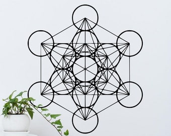 Metatron&#39;s cube wall decal, Metatron&#39;s cube wall art, Sacred Geometry wall decal, Metatron&#39;s cube decal, Sacred geometry decal, Seed of life
