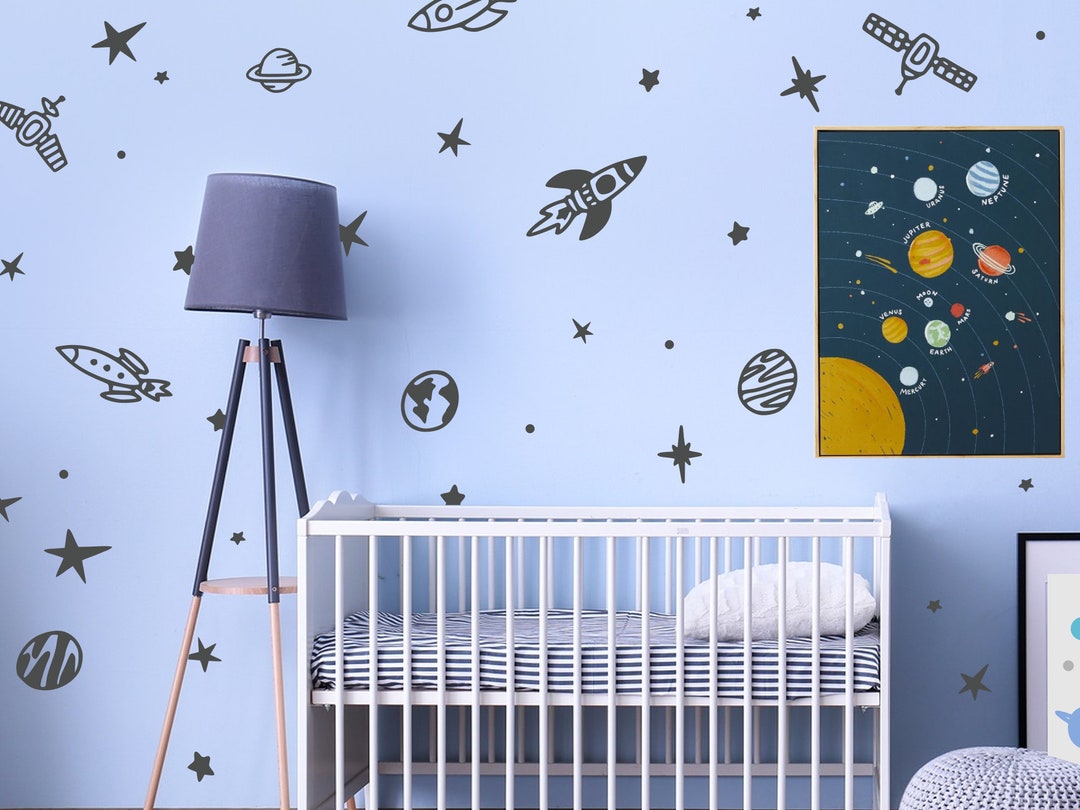 Space Wall Decals Rocket Wall Decals Rocket Ship Decor Space Wall Decor