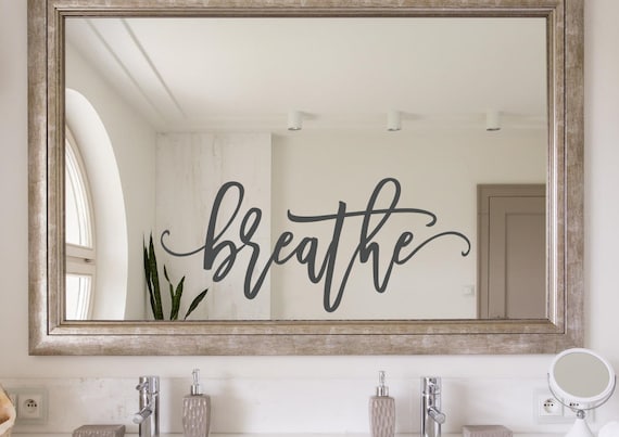 Breathe wall decal -Spa bathroom decor - Breathe vinyl decal - Massage therapist decor  - Breathe decal -  Relaxing bath decor - Breathe