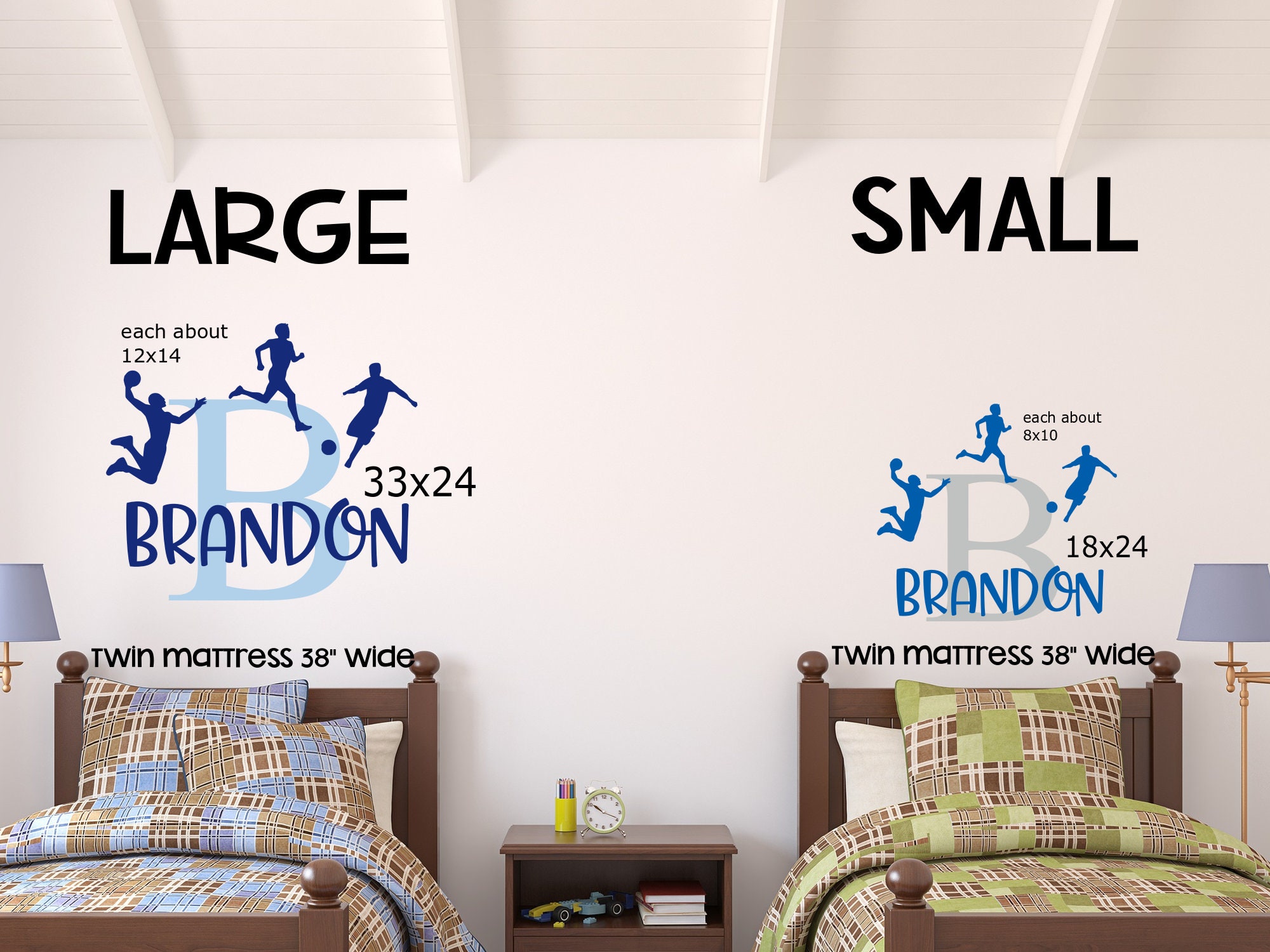 Sports name wall decal Sports wall decal Sports wall decal Etsy