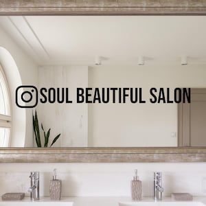Instagram mirror decal - Custom mirror sticker - Beauty salon decor - Vanity mirror decal - Custom business decal - Influencer mirror decal
