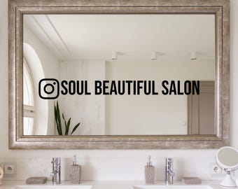 Custom Instagram Handle Mirror Decal - Beauty Salon Decor