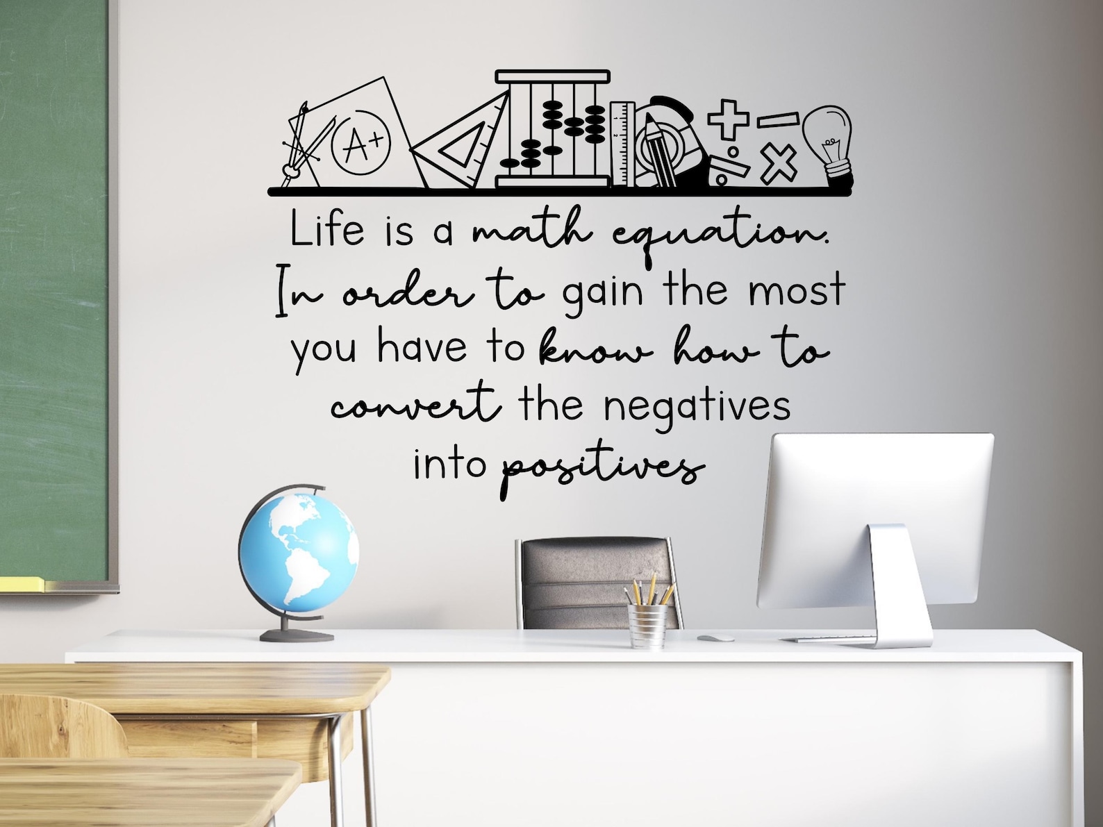 Inspiring Math Problems Inspirational Math Quote Wall Decal: Classroom Growth Mindset Vinyl ...