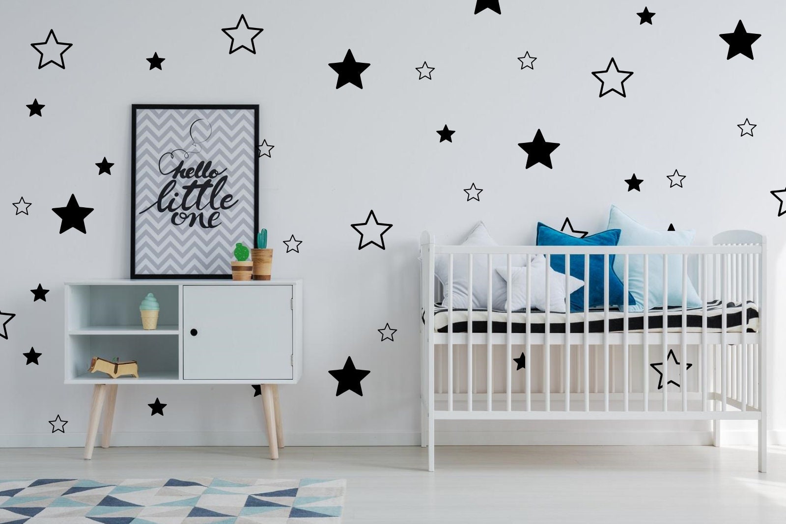 Vintage Silver Star Decals Nursery Decals Removable Peel&Stick Wall Decals Star Wall Decals 144 Count 