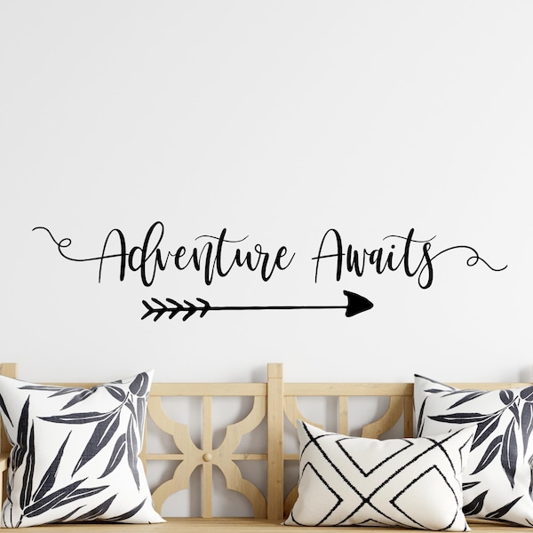 Adventure awaits decal- Adventure awaits wall decal- Adventure awaits nursery decal- Adventure awaits arrow- Arrow wall decal- camping decal