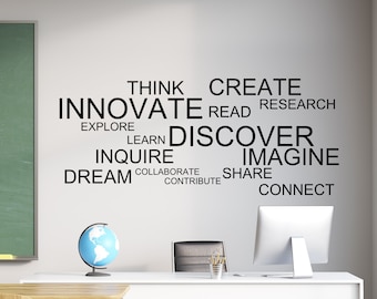 Classroom word wall, Classroom Wall Decal, Classroom decal, Classroom wall decor, Word collage decal, STEM decal, Science decal, Word art