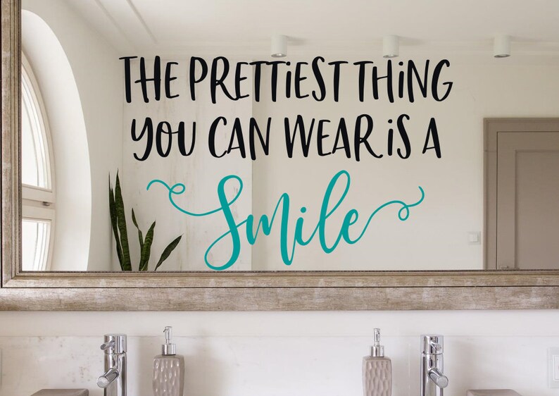 A Smile is the Prettiest Thing You Can Wear Wall Decal Girl Etsy