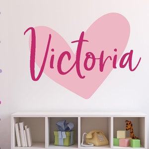 Girls Name Decal Heart - Girls Name Wall Decal - Heart Name Wall Decal ...