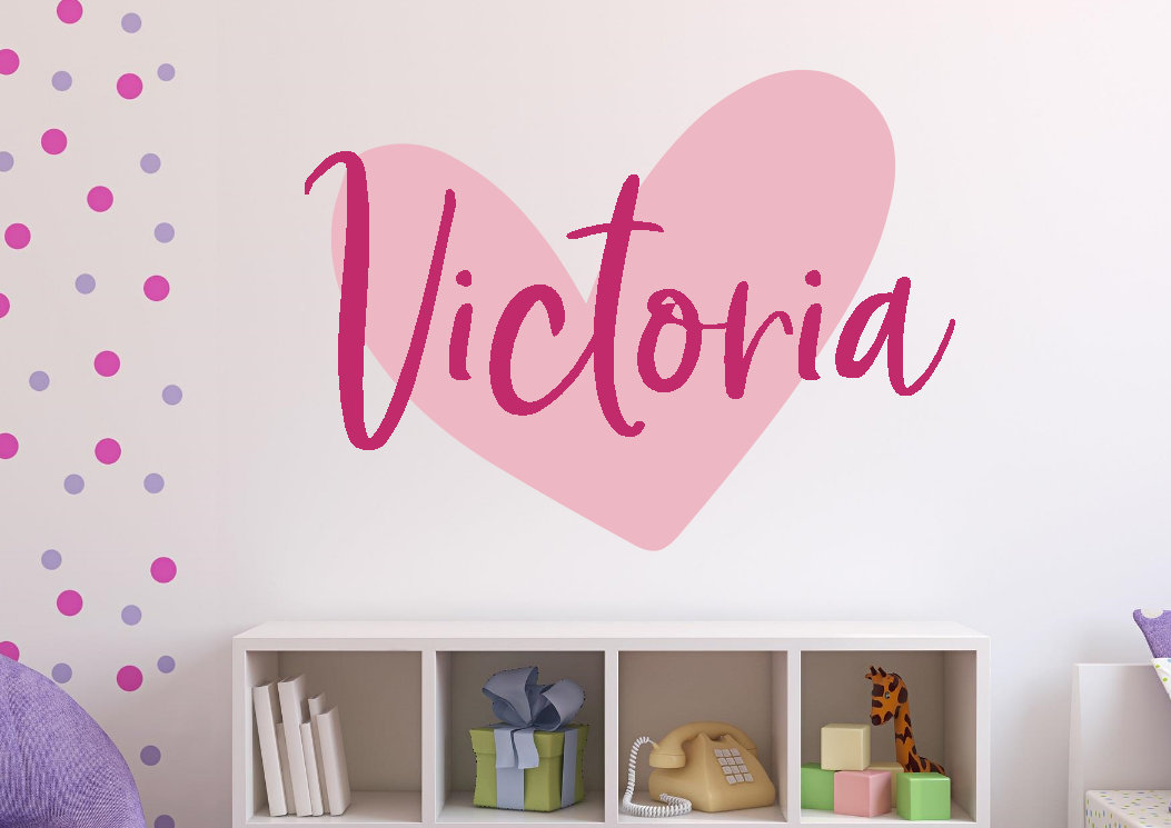 Girls Name Decal Heart - Girls Name Wall Decal - Heart Name Wall Decal ...