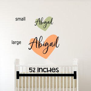 Girls name decal heart Girls name wall decal Heart name wall decal Nursery name decal girl Girls name decal Tween wall decal image 4