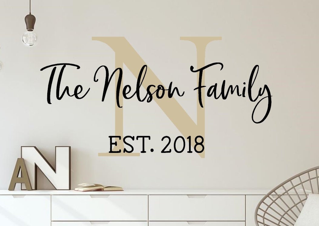 Last name monogram wall decal Custom last name decal Custom Etsy