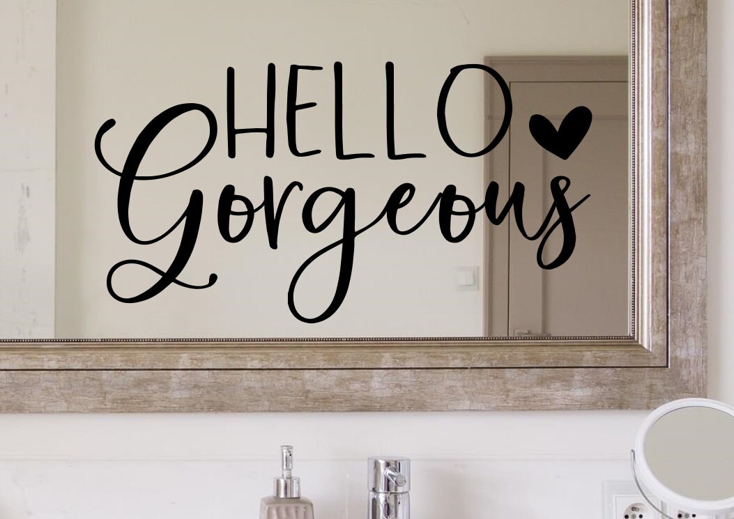 Hello Wall Decal Hello Mirror Decal Etsy
