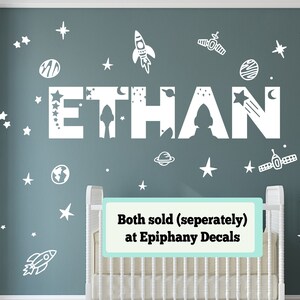 Space Name Decal - Outer Space Wall Decal - Rocket Ship Wall Decal ...