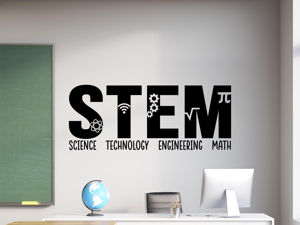 STEM Wall Decal: Science, Technology, Engineering, Math Classroom Decor ...