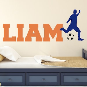 サッカー名デカール - サッカー壁デカール - サッカー名壁デカール - サッカー壁装飾 - サッカーデカール - カスタム名 - サッカー装飾 - サッカー選手