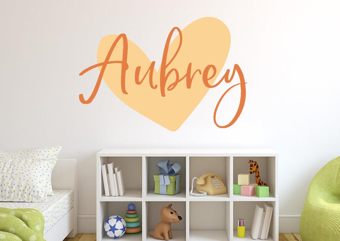 Girls Name Decal Heart - Girls Name Wall Decal - Heart Name Wall Decal ...