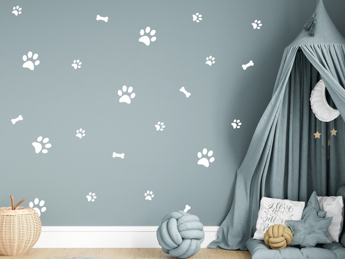 Dog Wall Decals Dog Wallpaper Dog Paw Wall Decals Dog Etsy