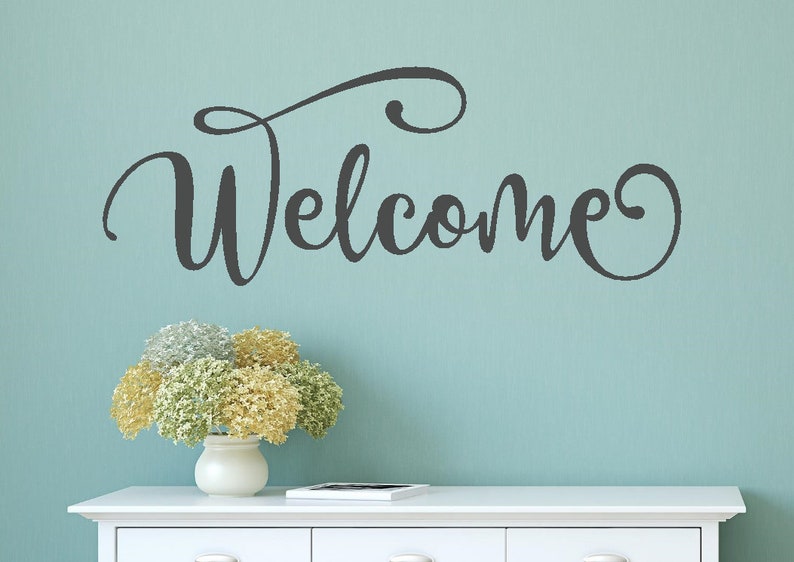 welcome wall decal welcome wall sticker welcome vinyl decal | etsy