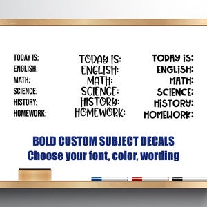 Custom Subject Whiteboard Decals: Classroom Stickers