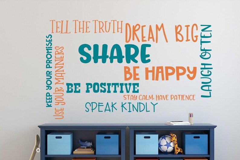 Word Collage Kids Word Collage Wall Decal Classroom Rules - Etsy