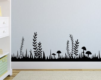 Mushroom Wall Decal: Woodland Nursery Cottagecore Border