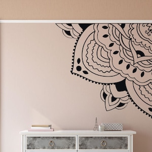 Quarter Mandala Wall Decal, Mandala Vinyl Decal, Quarter Mandala Wall Art, Boho Mandala Wall Decor, Yoga Studio Decor, Meditation room decor