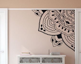 Quarter Mandala Wall Decal, Mandala Vinyl Decal, Quarter Mandala Wall Art, Boho Mandala Wall Decor, Yoga Studio Decor, Meditation room decor