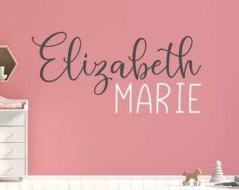 First and middle name wall decal- First and middle name wall decal - Girls name wall decal - Cursive name wall decal - Nursery wall decal