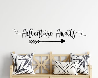 Adventure awaits decal- Adventure awaits wall decal- Adventure awaits nursery decal- Adventure awaits arrow- Arrow wall decal- camping decal