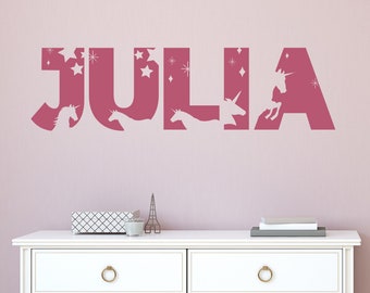 Unicorn name wall decal- Unicorn decal - Unicorn name decal- Unicorn letter decals- Unicorn lettering- Unicorn room - Unicorn wall décor