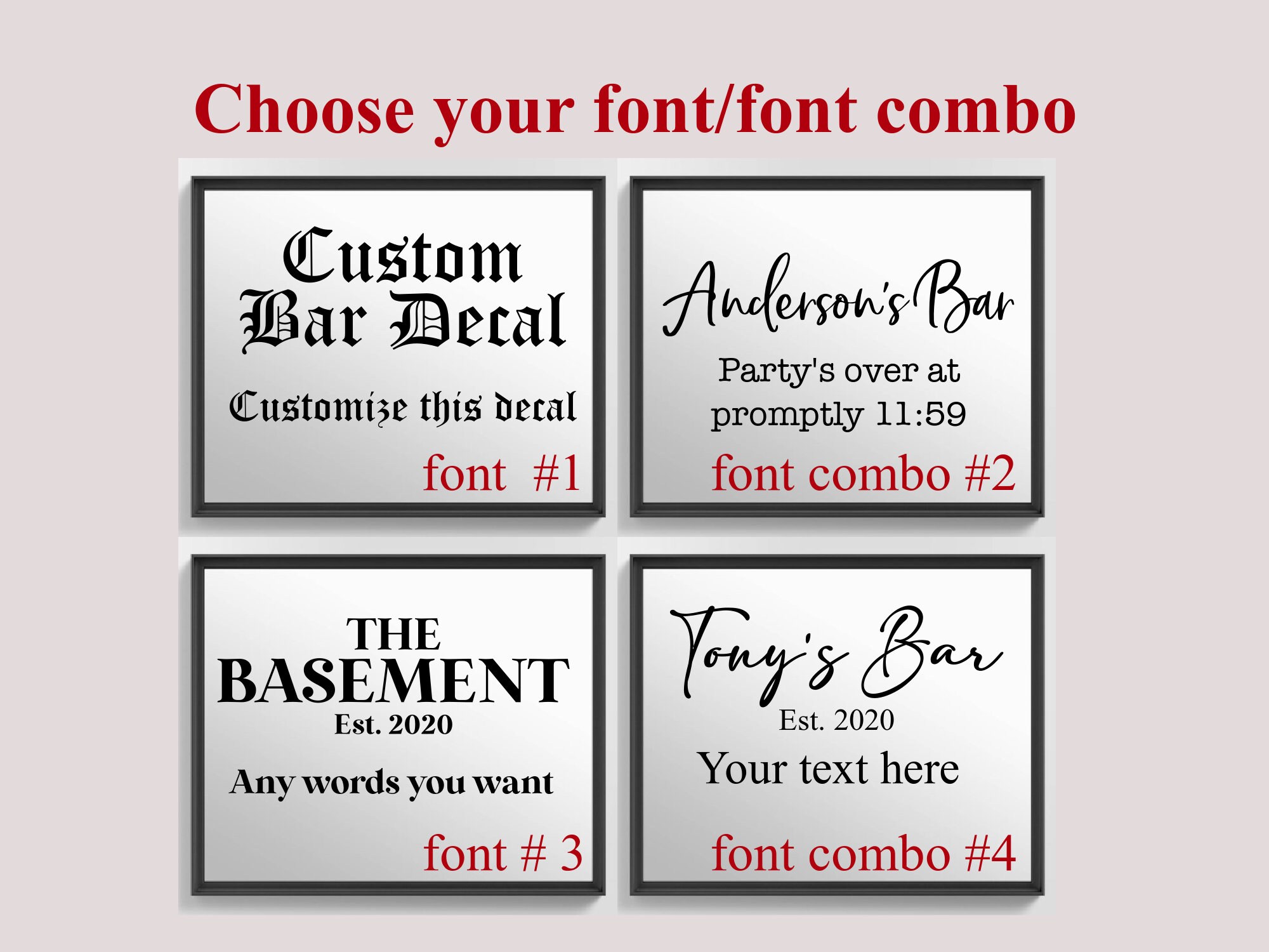 Custom Bar Mirror Decal: Personalized Home Bar Sign - Etsy
