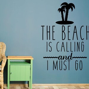 Beach wall decal Beach vinyl decal Beach decal Beach wall decor Beach wall art Beach quote wall art The beach is calling image 4