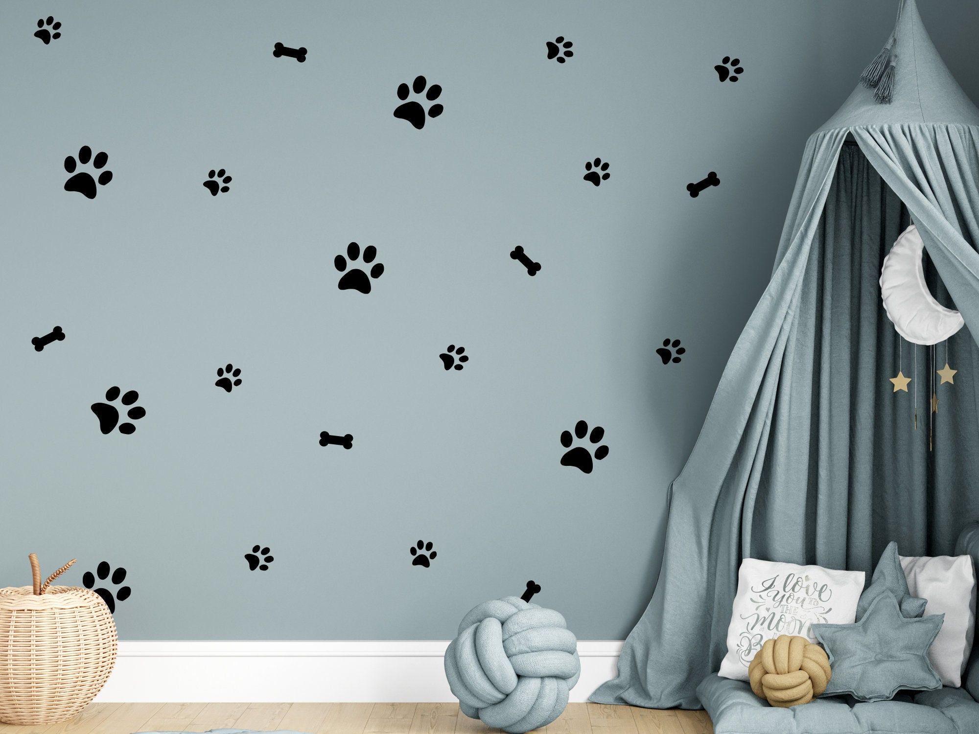 Dog Wall Decals Dog Wallpaper Dog Paw Wall Decals Dog Etsy