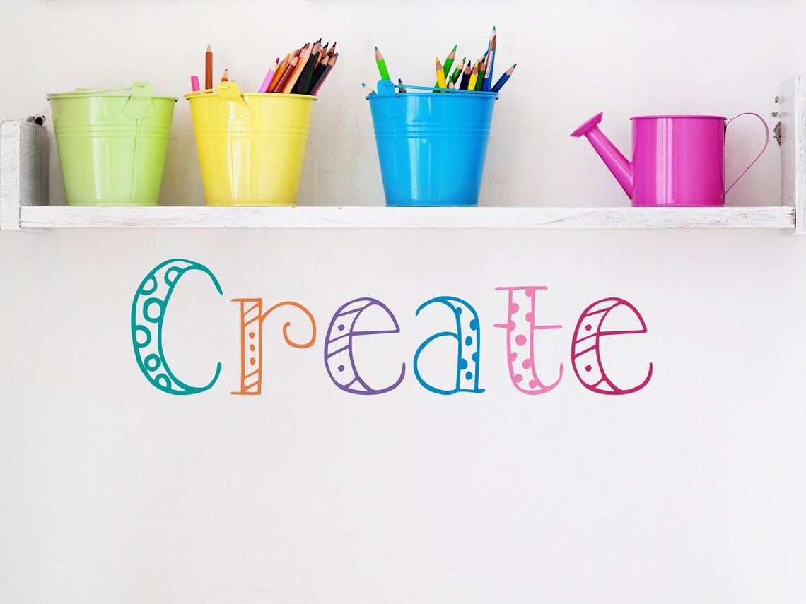 Craft Room Wall Decal Multicolored Create Wall Decal Art Etsy