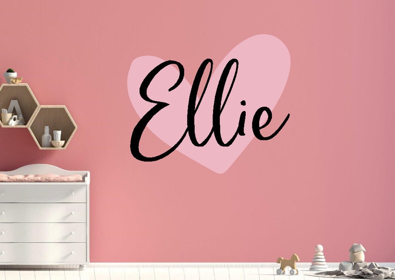 Girls name decal heart Girls name wall decal Heart name wall decal Nursery name decal girl Girls name decal Tween wall decal image 6