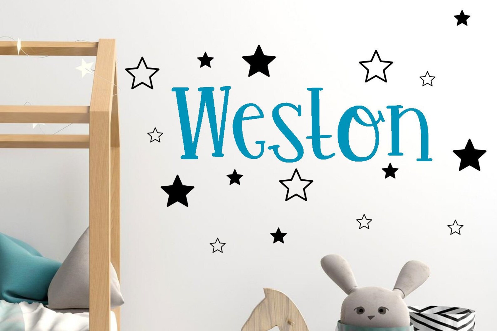 Name with stars wall decal Name wall decal stars Nursery Etsy