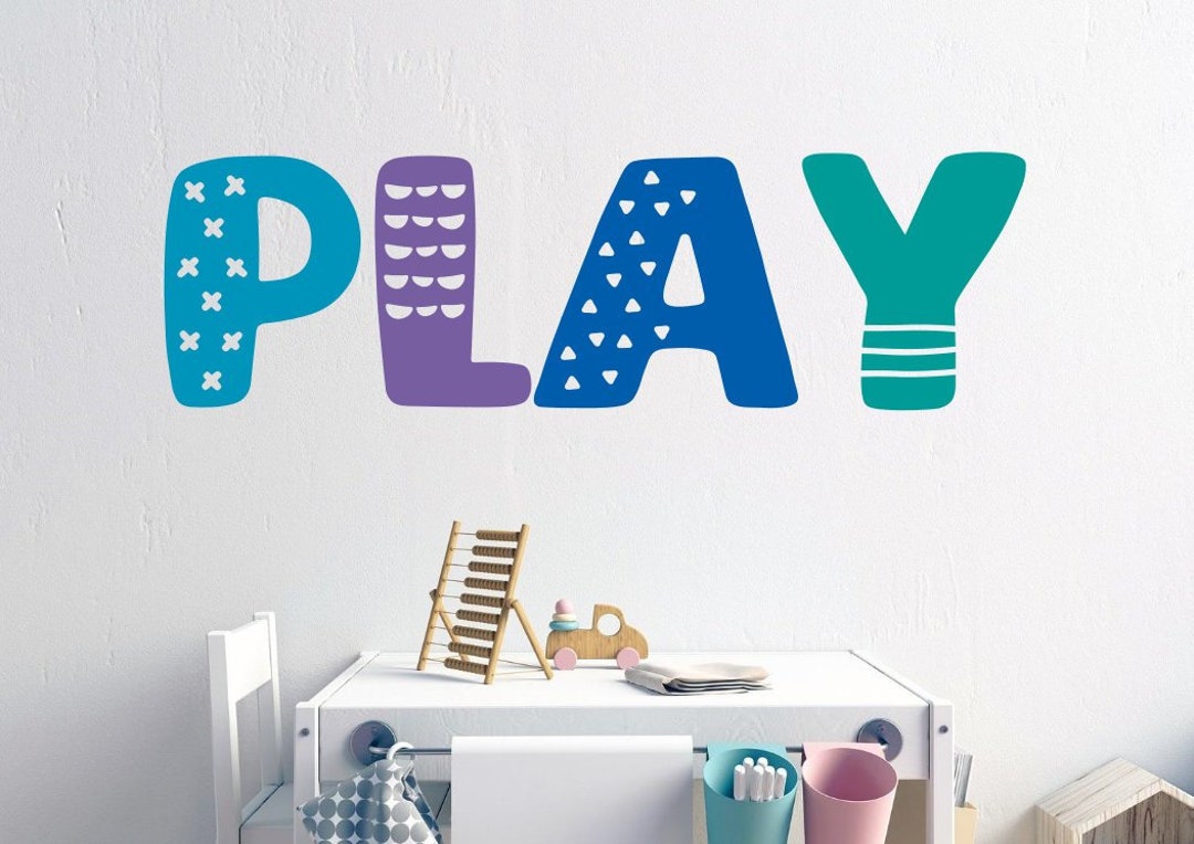 Multicolored Play Decal Playroom Wall Decal Play Wall Decal Custom