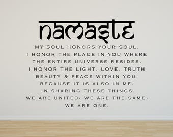 Namaste wall decal - Namaste wall decor - Namaste decal - Namaste wall art - Yoga wall decal - Yoga wall art - Yoga decal - Yoga wall decor