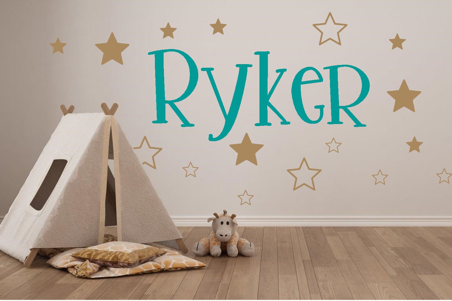 Name with stars wall decal Name wall decal stars Nursery Etsy