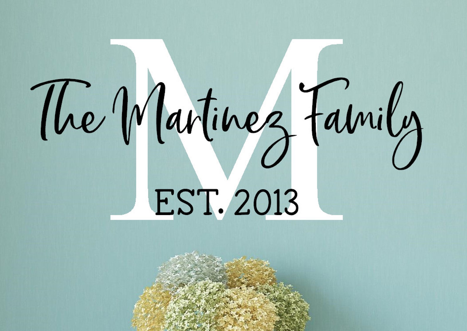 Last name monogram wall decal Custom last name decal Custom Etsy