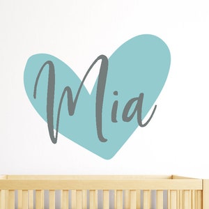 Girls Name Decal Heart - Girls Name Wall Decal - Heart Name Wall Decal ...