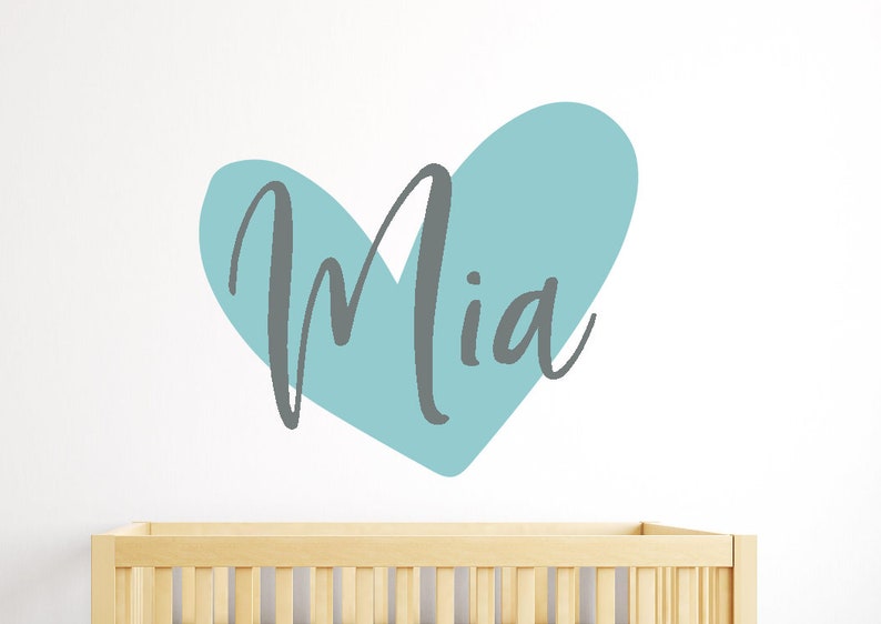 Girls name decal heart Girls name wall decal Heart name wall decal Nursery name decal girl Girls name decal Tween wall decal image 8